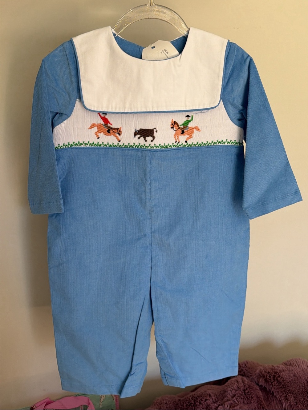 NWT Hand Smocked Boys 18M Longall - Rodeo
